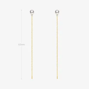 Akoya Pearl 18K Gold Ethereal Dangle Diamonds Earrings