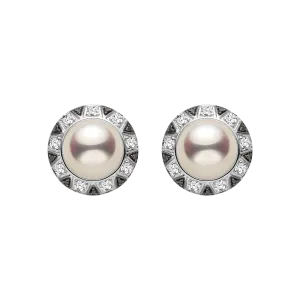 Akoya Pearl 18K Gold Monochrome Black And White Diamond Stud Earrings