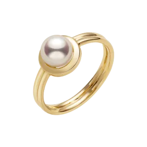 Akoya Pearl 18K Gold Pendulum Ring