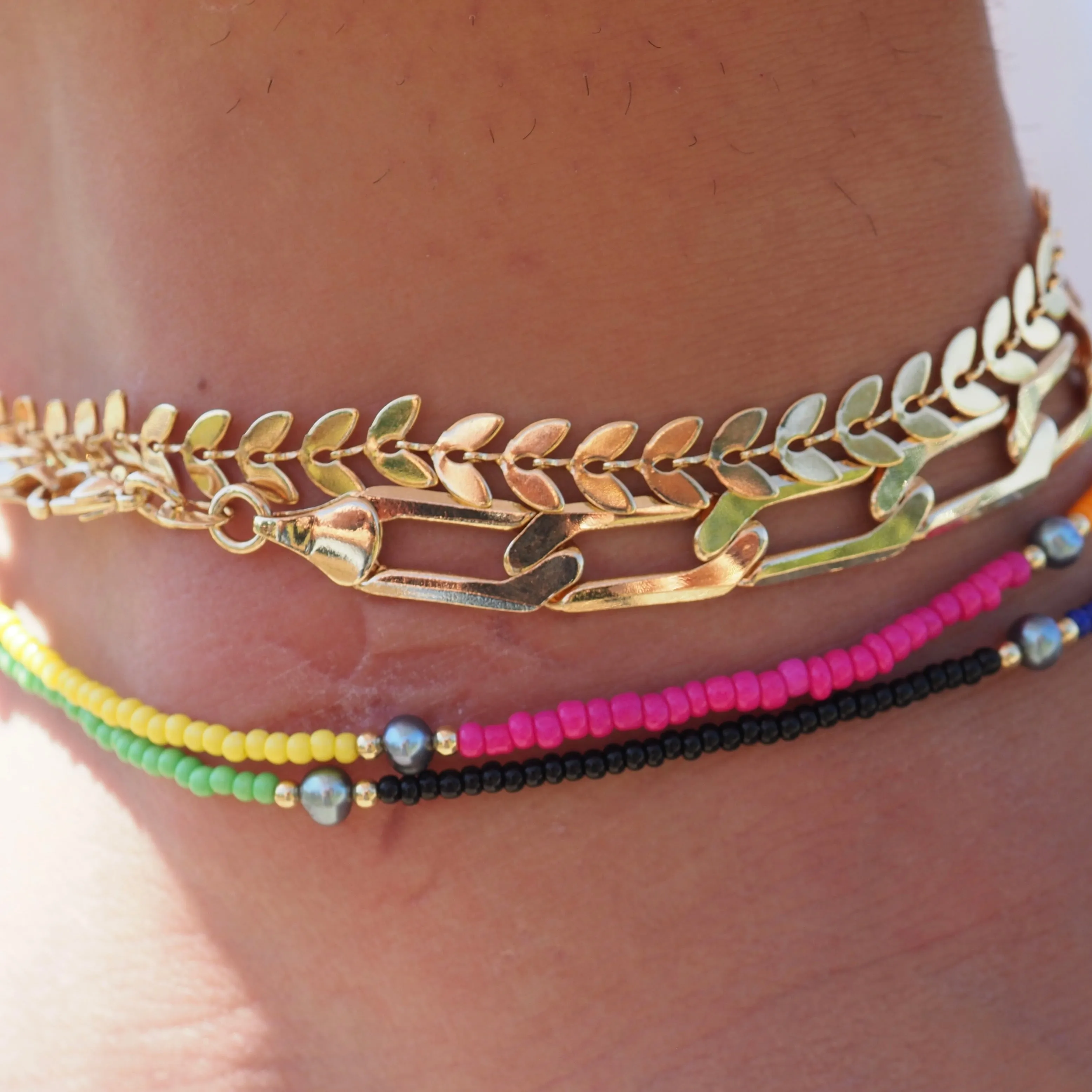 AMELIA FLAT LINKED CHAIN ANKLETS
