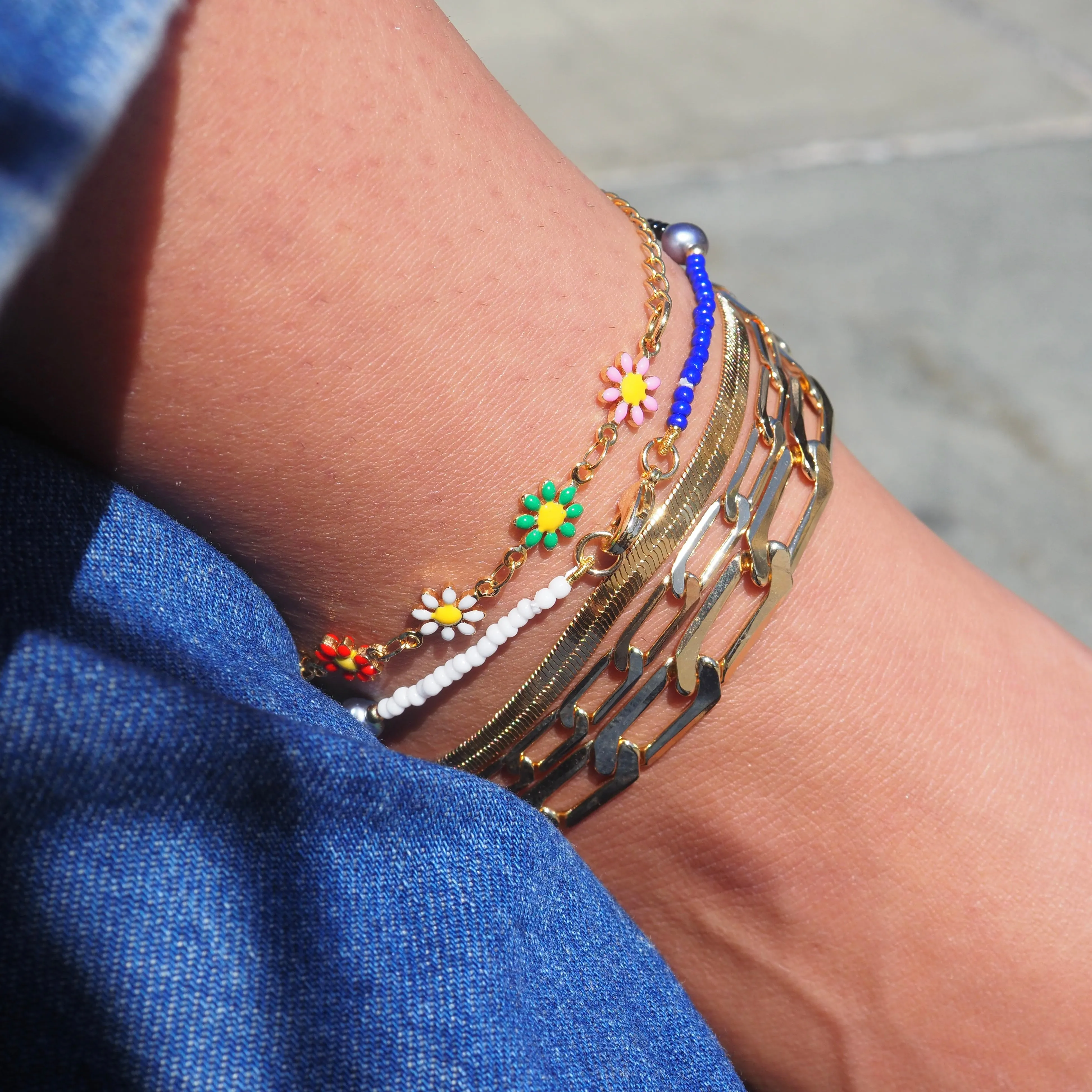 AMELIA FLAT LINKED CHAIN ANKLETS