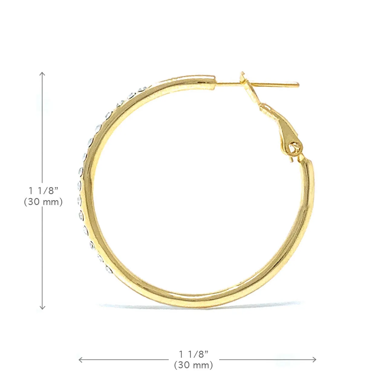Amelia Small Pave Hoop Earrings with White Clear Round Crystals from Swarovski Gold Plated