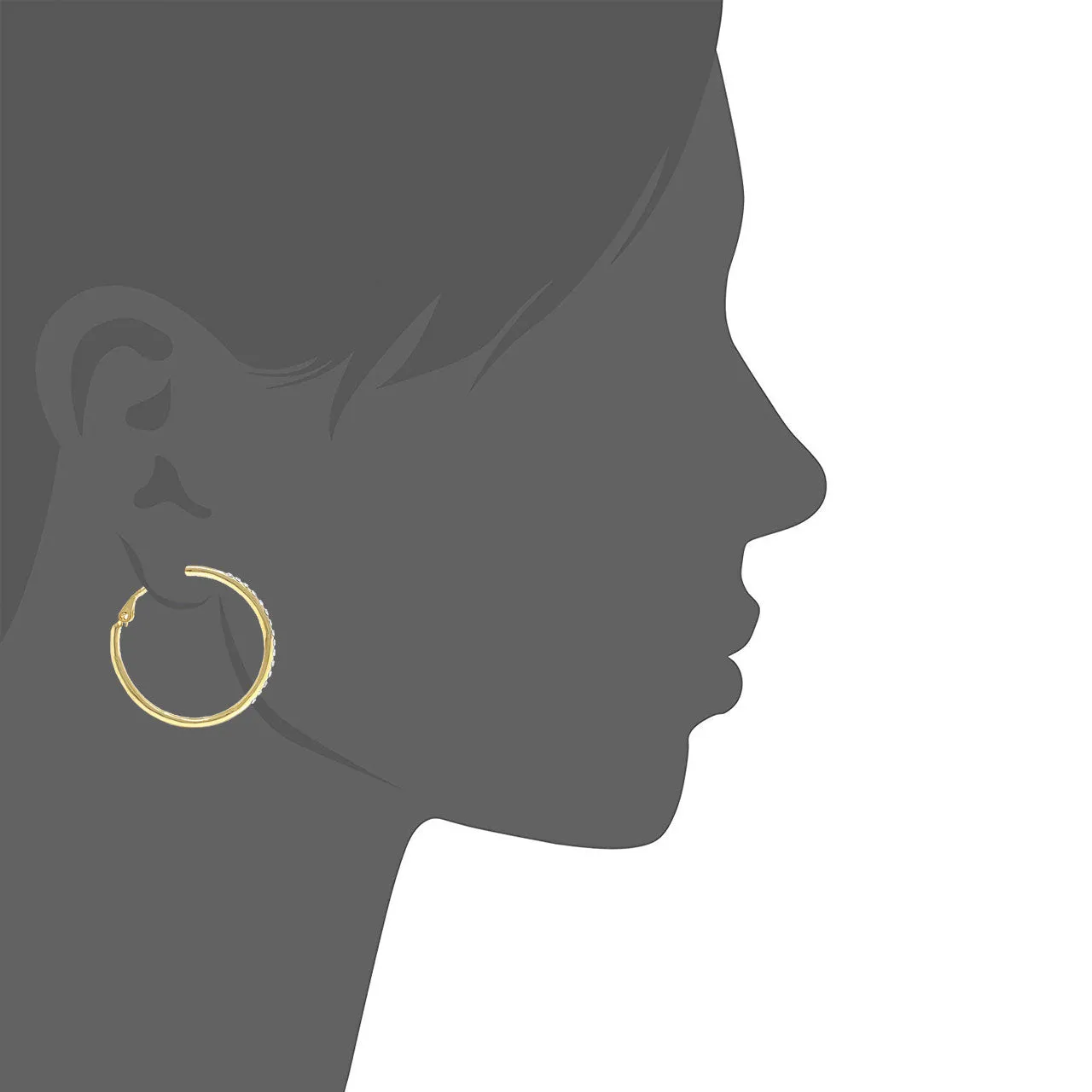 Amelia Small Pave Hoop Earrings with White Clear Round Crystals from Swarovski Gold Plated