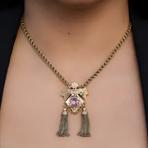 Amethyst Detachable Brooch Necklace c1870