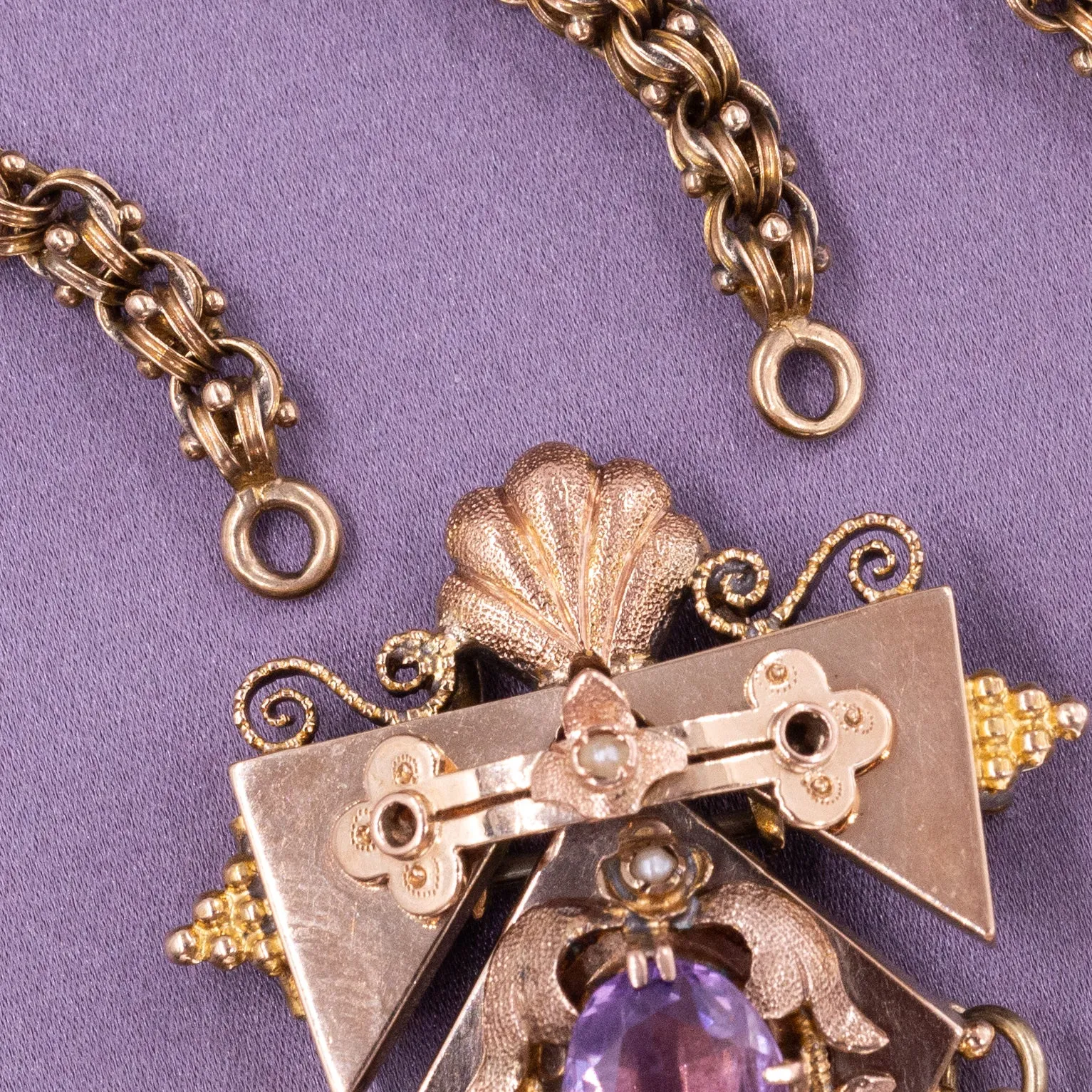 Amethyst Detachable Brooch Necklace c1870