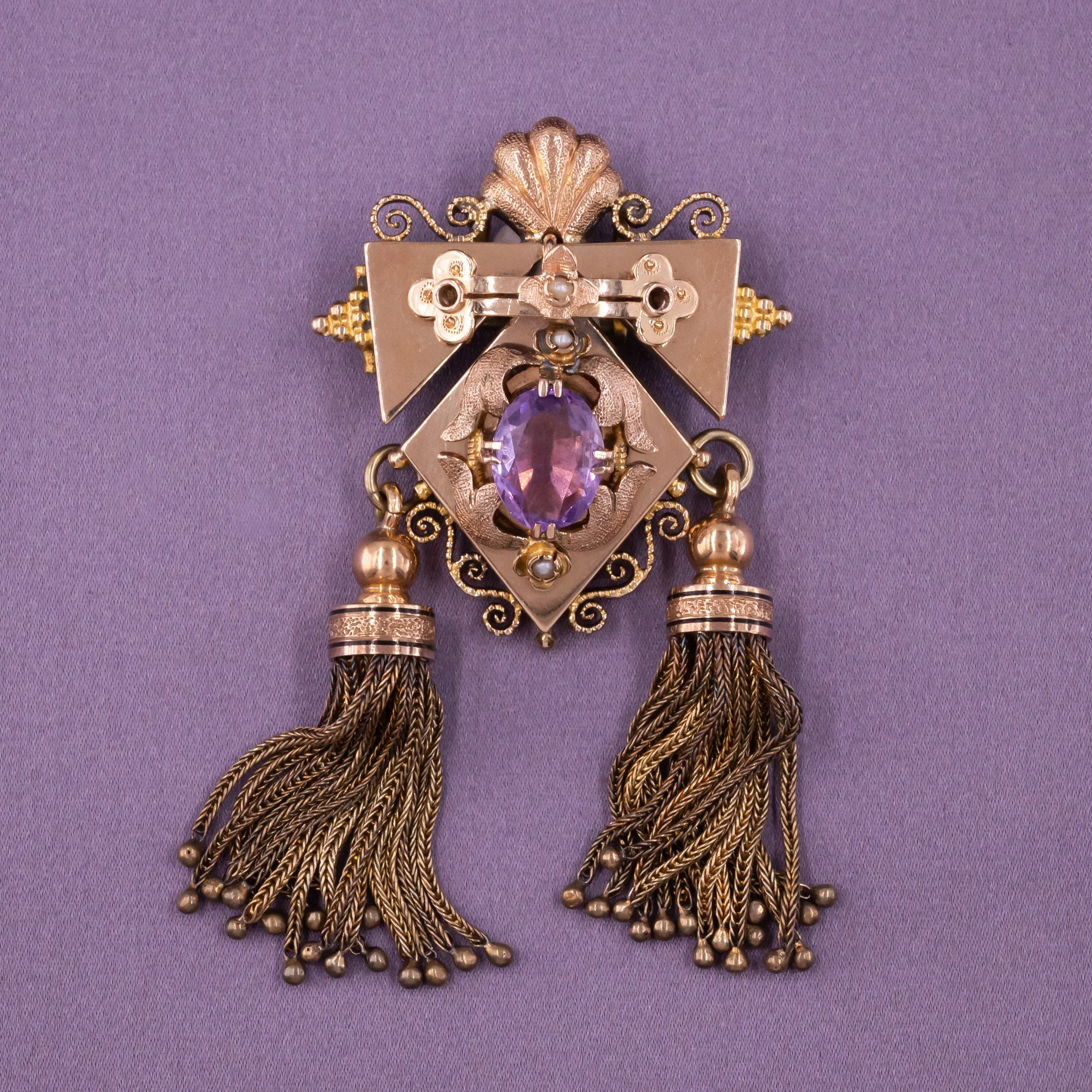 Amethyst Detachable Brooch Necklace c1870