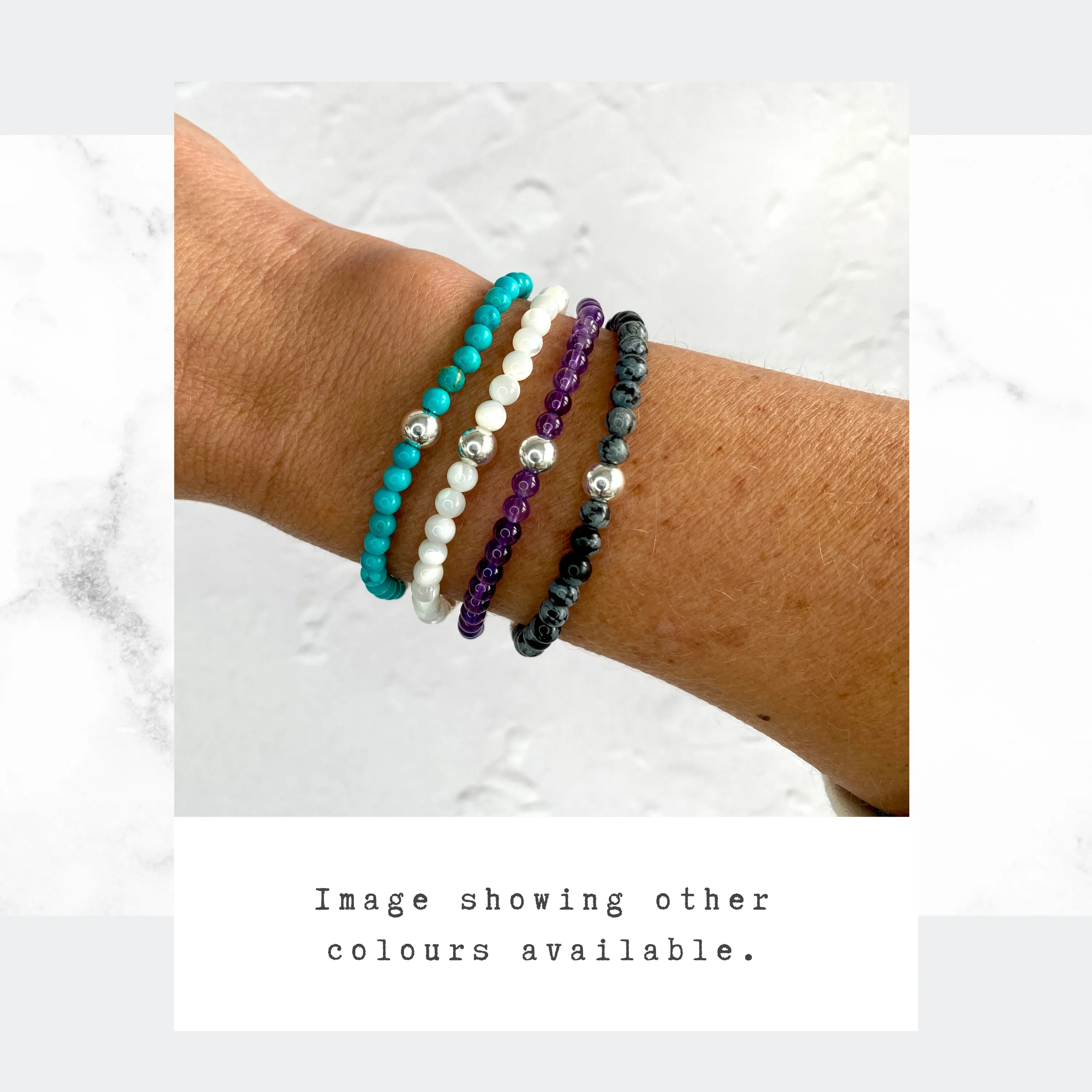 Amethyst Gemstone and Silver Bead Bracelet