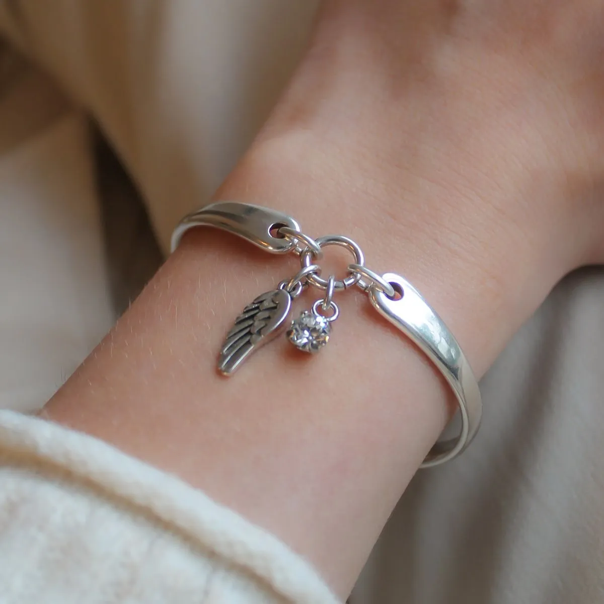 Angel wing & Birthstone Brangle