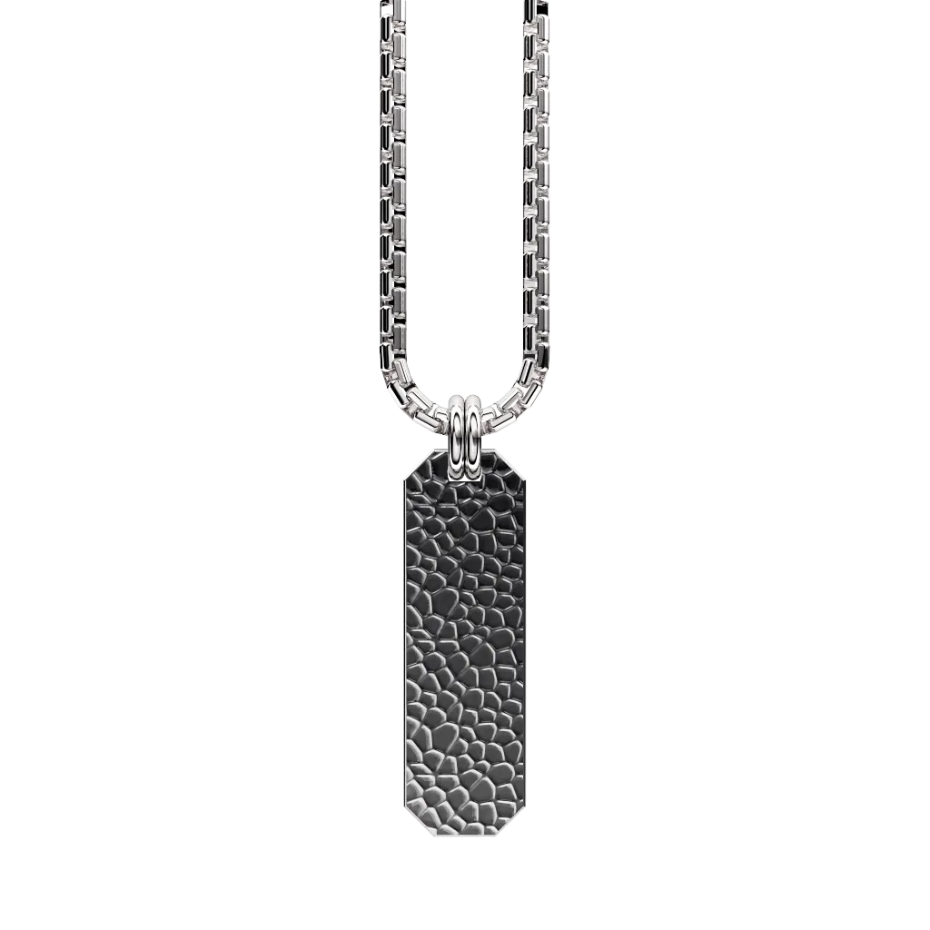 Angled Set Your Bar Sterling Silver Plain Hammered