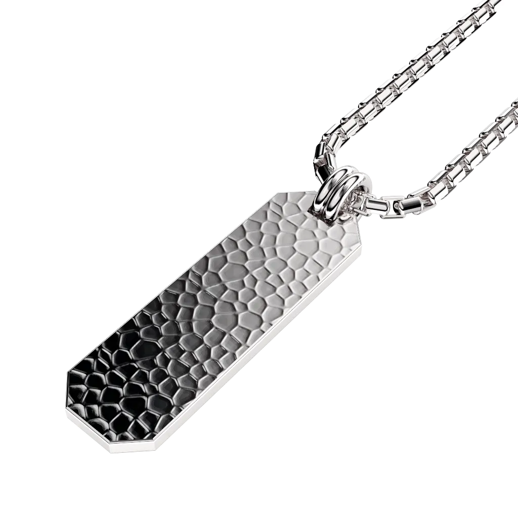Angled Set Your Bar Sterling Silver Plain Hammered