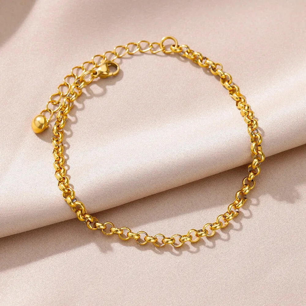 Anklets for Women Summer Beach Accessories Stainless Steel Imitation Pearl Chain Anklet Gold Color Leg Bracelets Bodychain Gifts