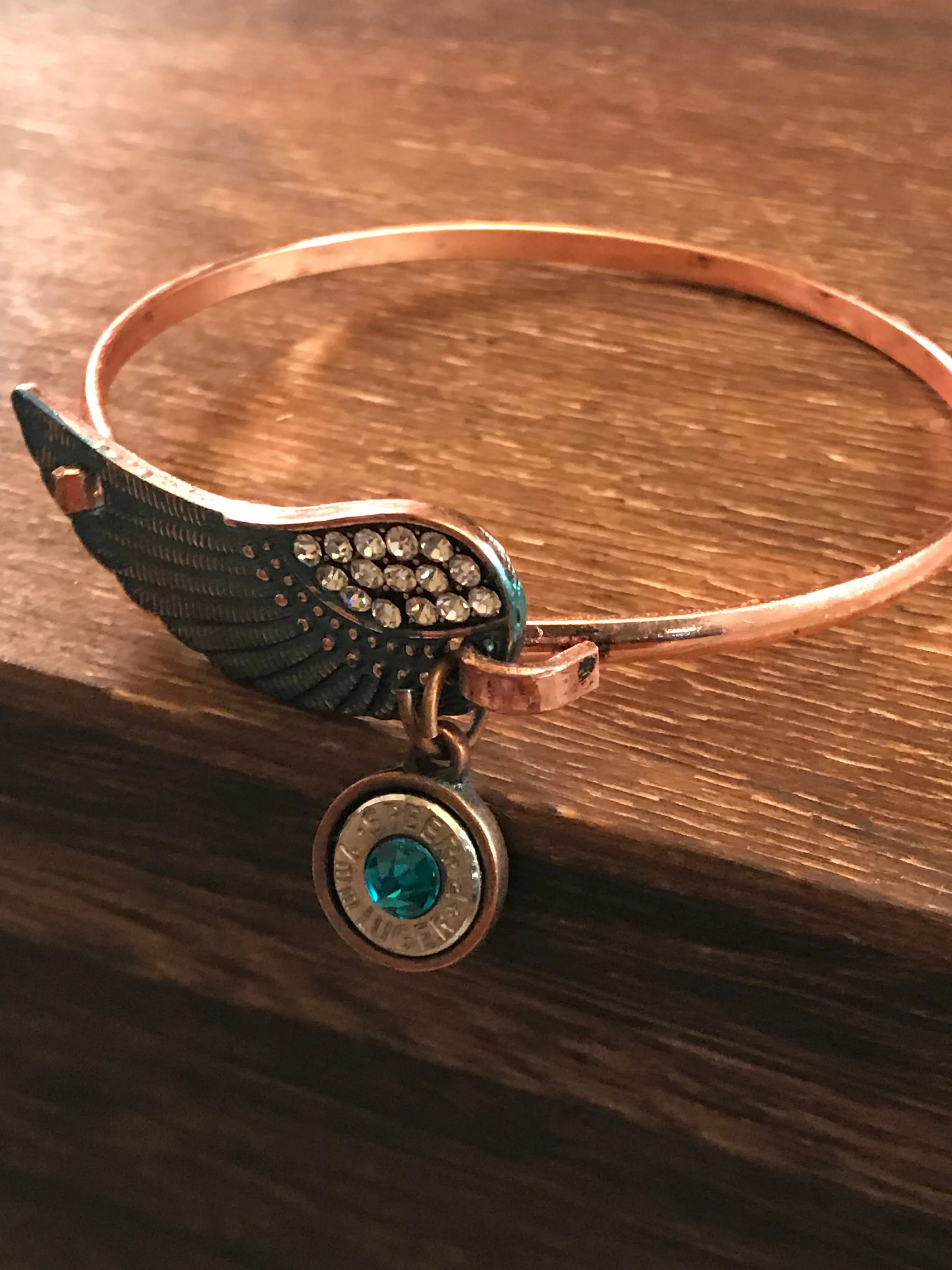Antique copper feather bracelet