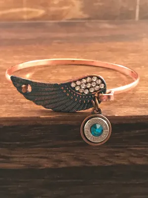 Antique copper feather bracelet