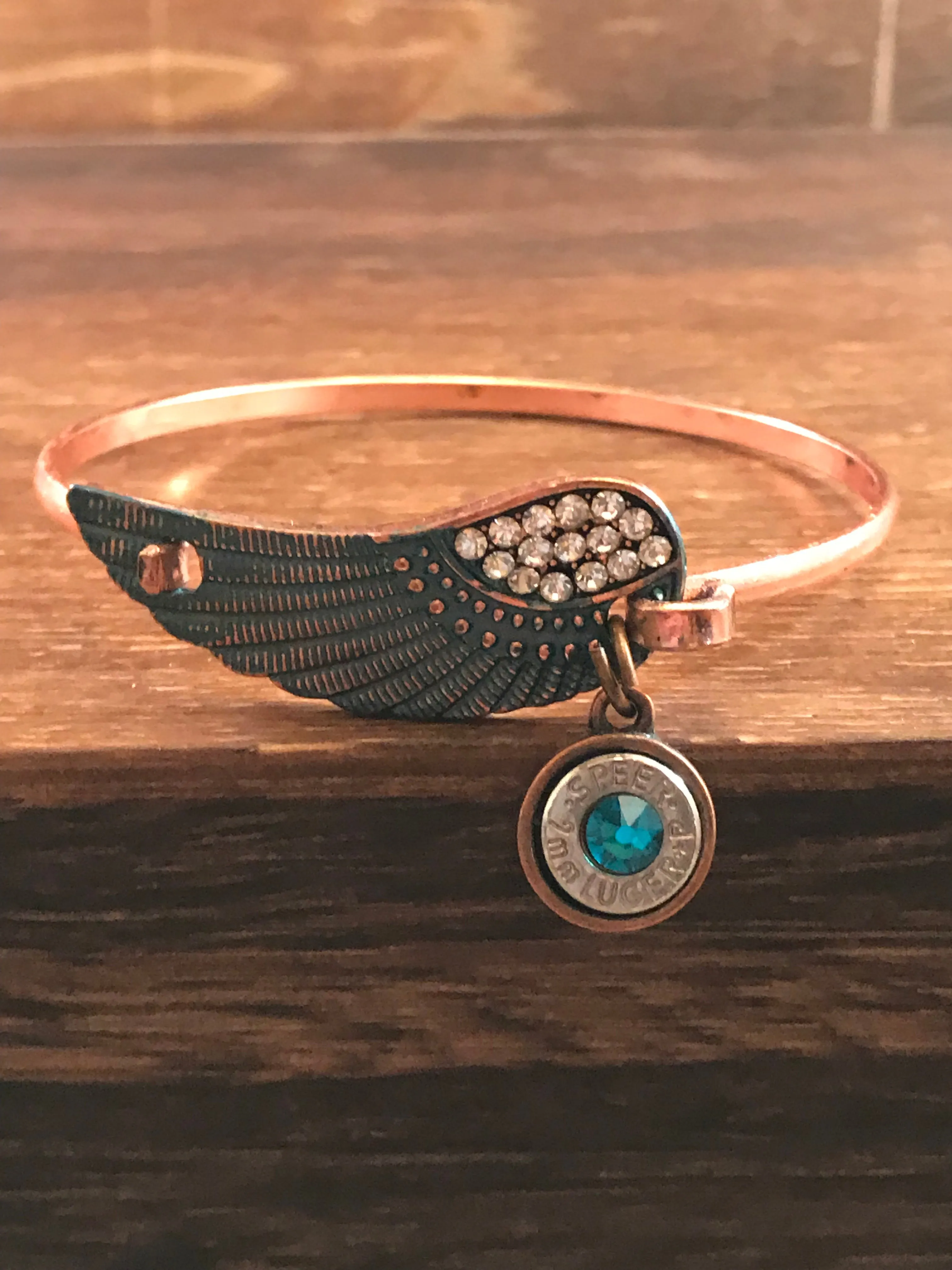 Antique copper feather bracelet