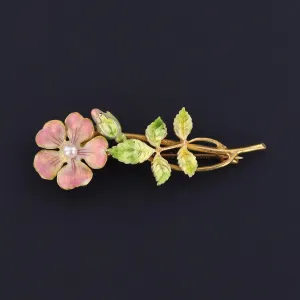 Antique Enamel Flower of 14k Gold