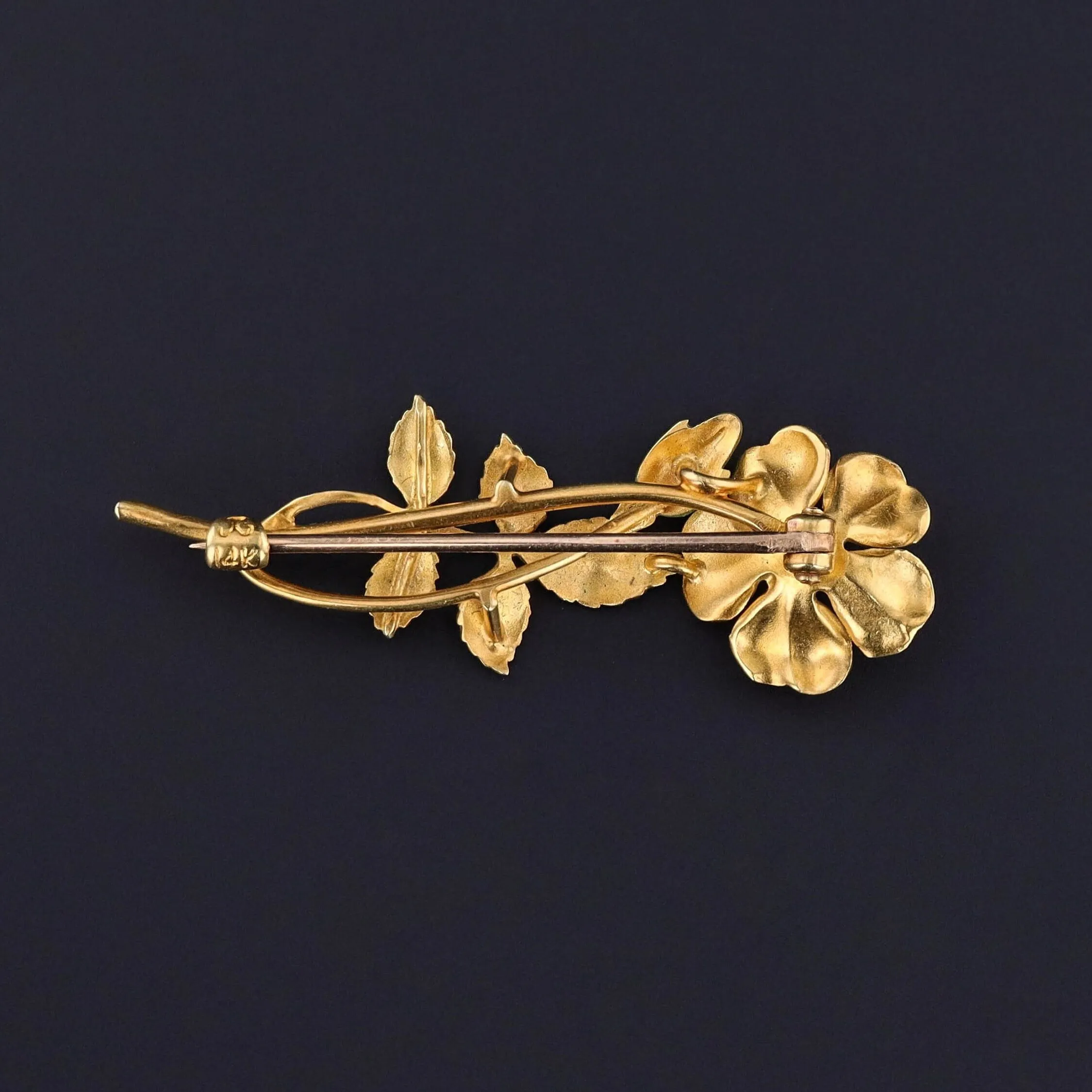 Antique Enamel Flower of 14k Gold