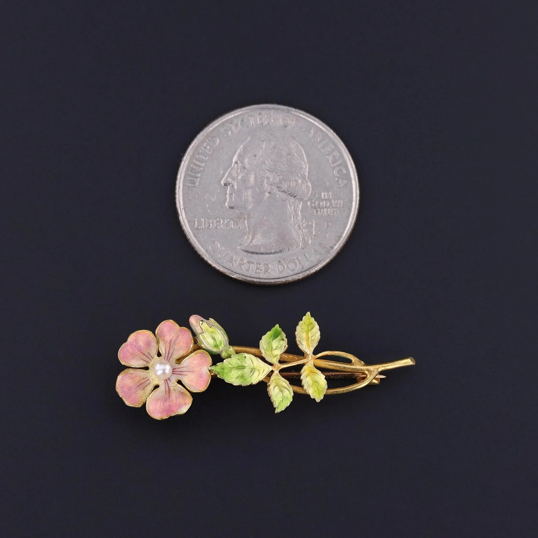 Antique Enamel Flower of 14k Gold