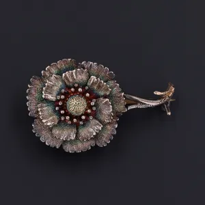 Antique Flower Brooch of 14k Gold