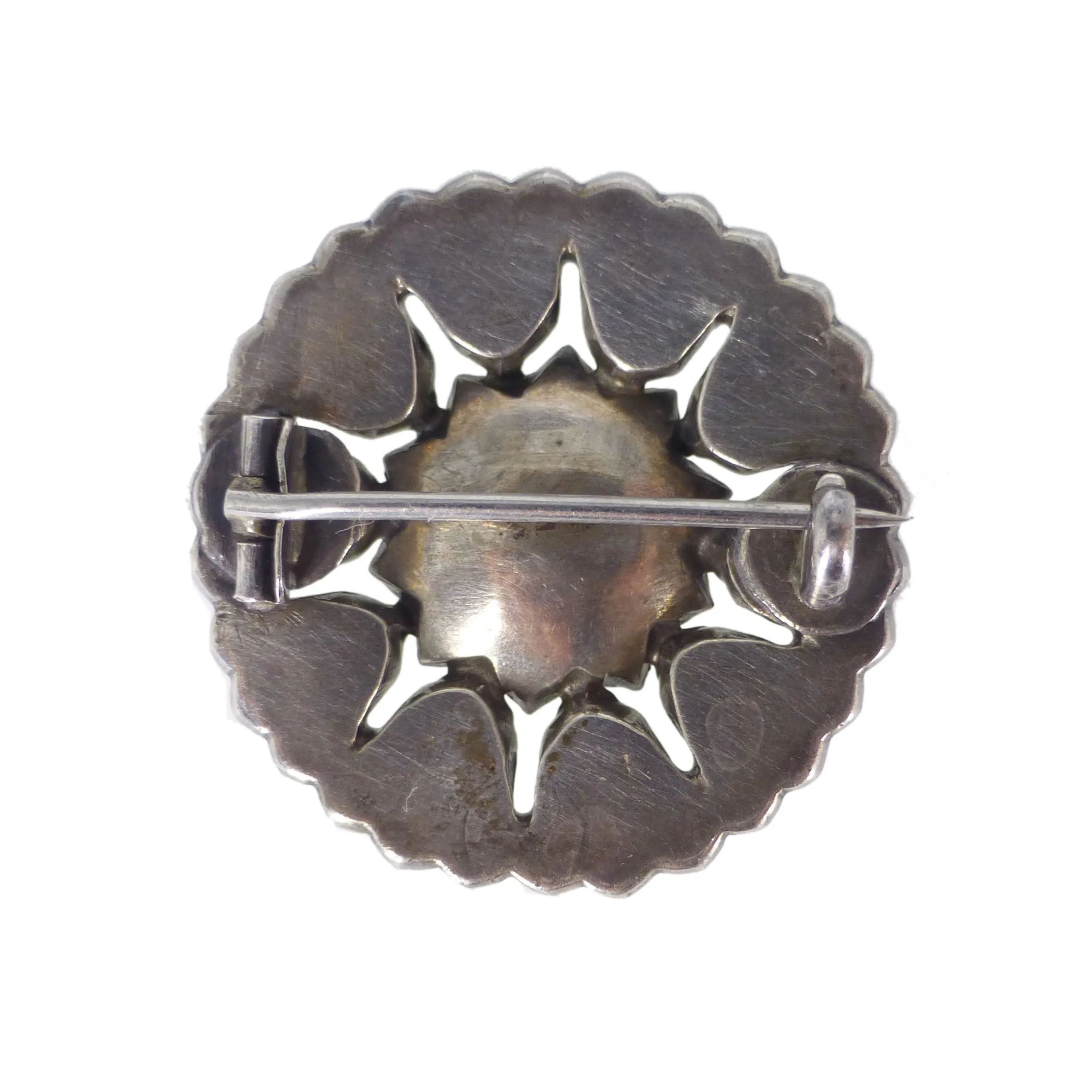 Antique Georgian Silver Black Dot Paste Pin Brooch