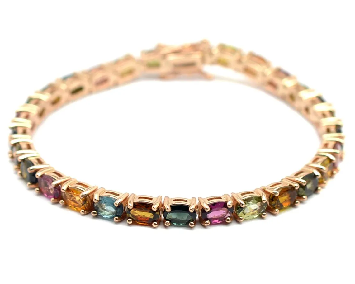 Antique Multi Tourmaline Gemstone Bracelet For Women Unique Wedding Gift Round Shaped Bracelets