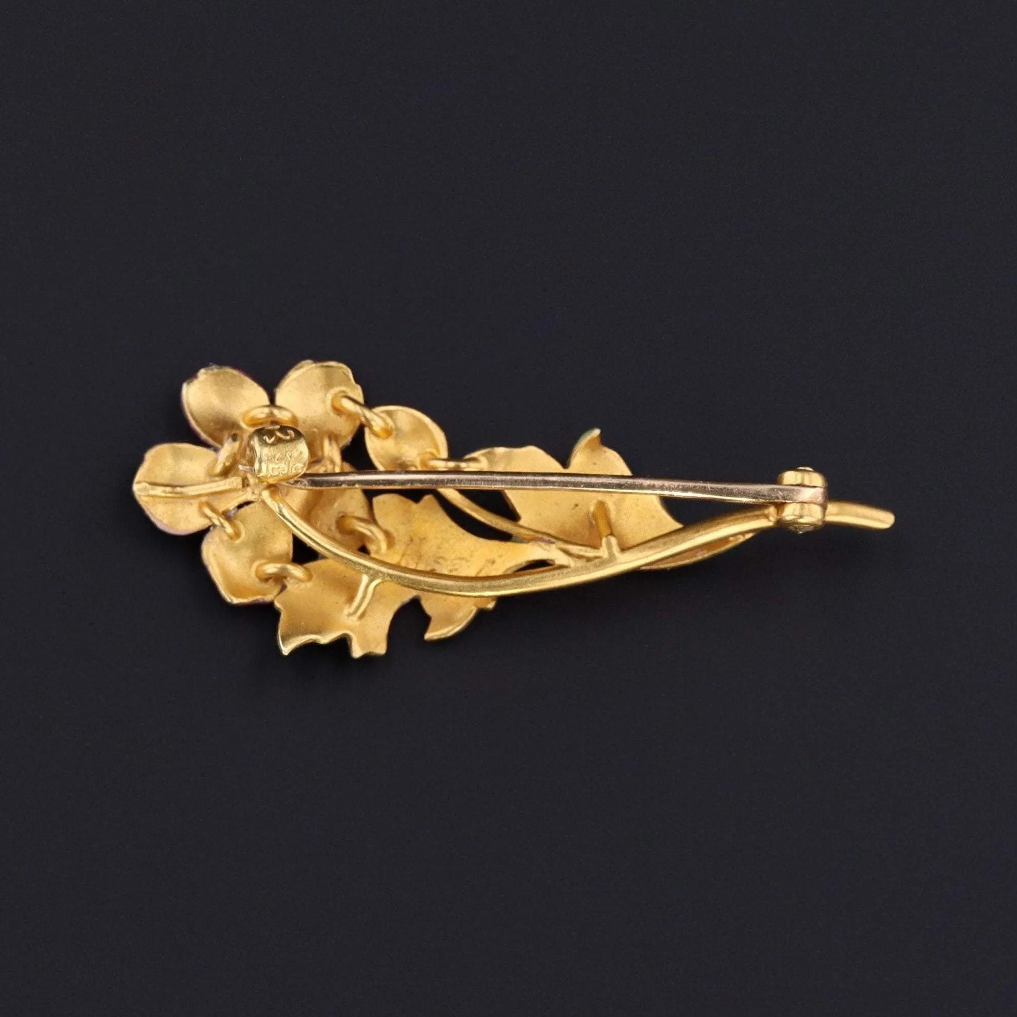 Antique Pink Enamel Flower Brooch | Art Nouveau Pin or Brooch by Krementz