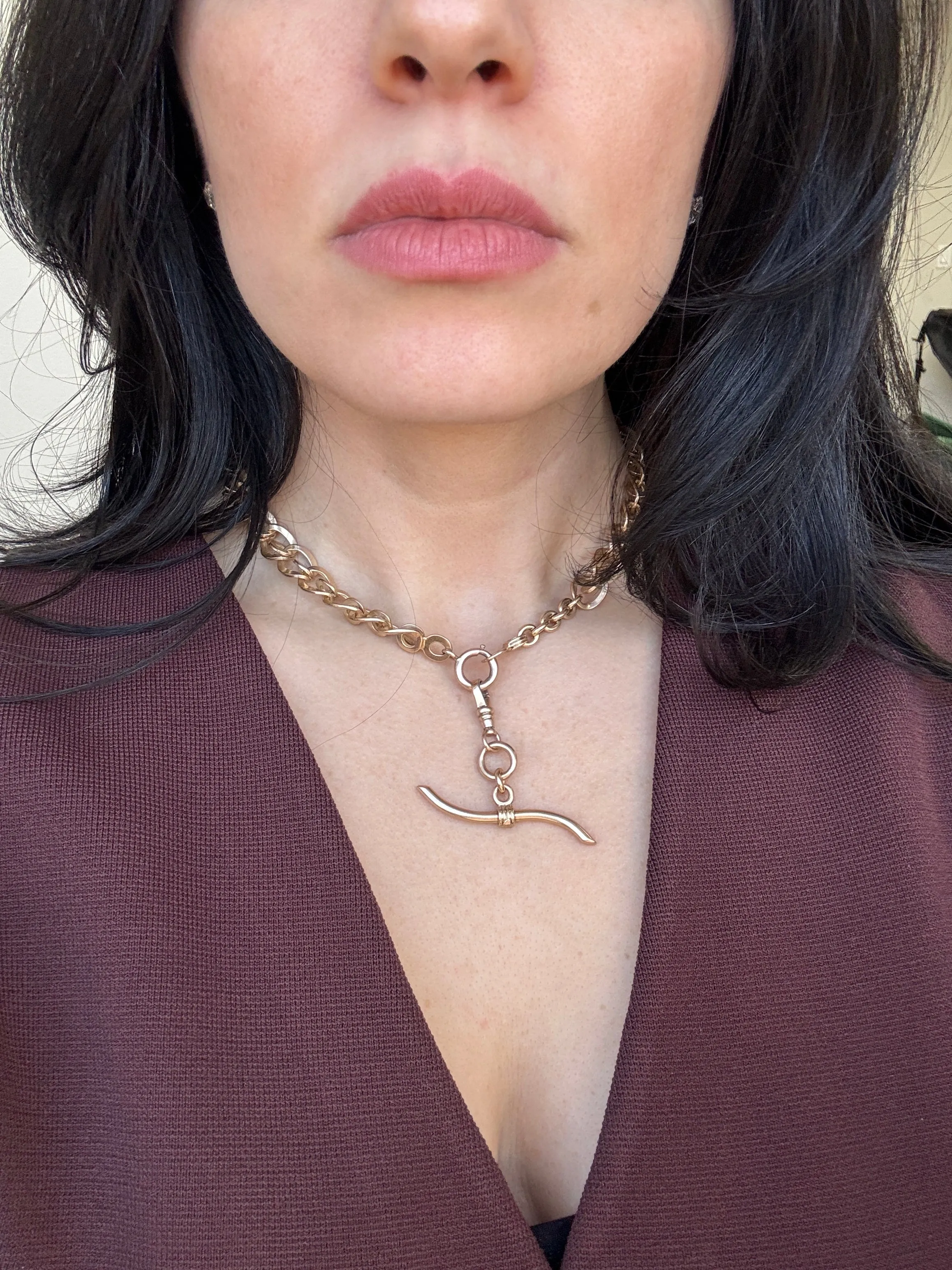 Antique Victorian 14K Yellow Gold Wide Intricate Link Necklace - 16 Inches