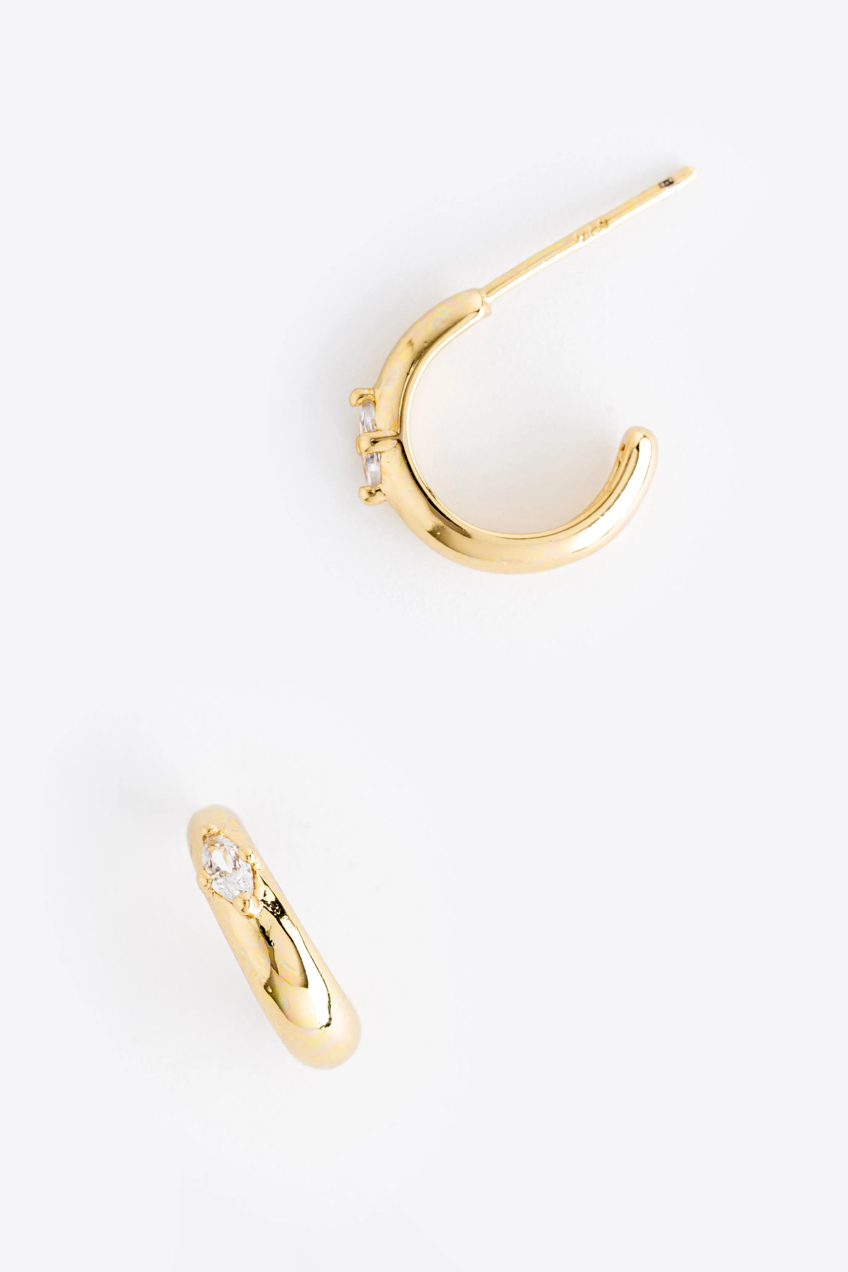 April Clear Crystal J-Hoop Earrings