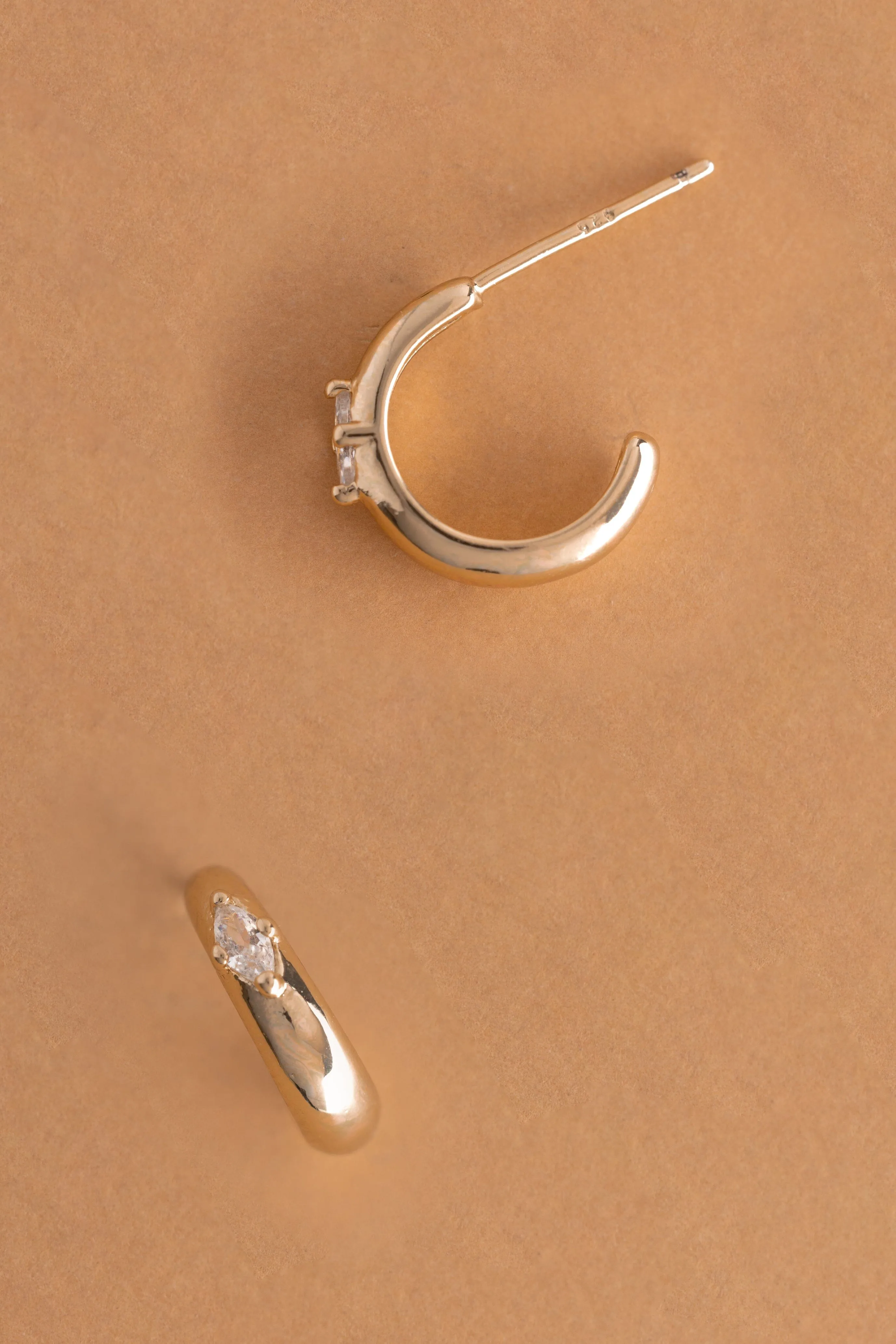 April Clear Crystal J-Hoop Earrings