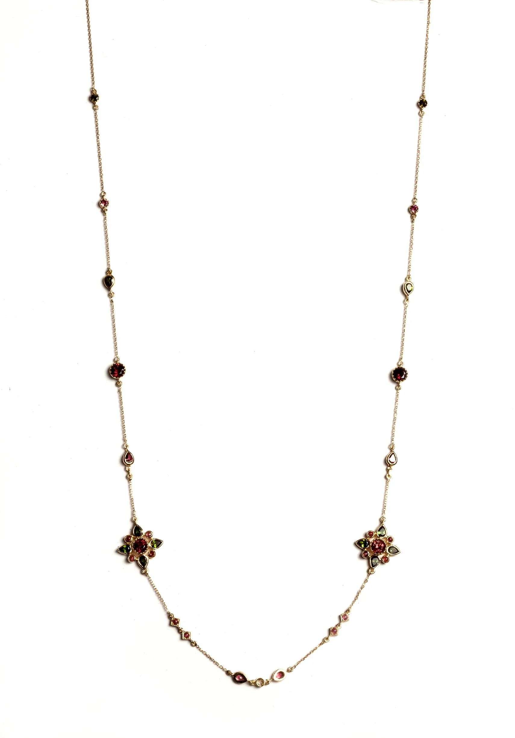 Arabesque Geometric Floral Motif Long Necklace