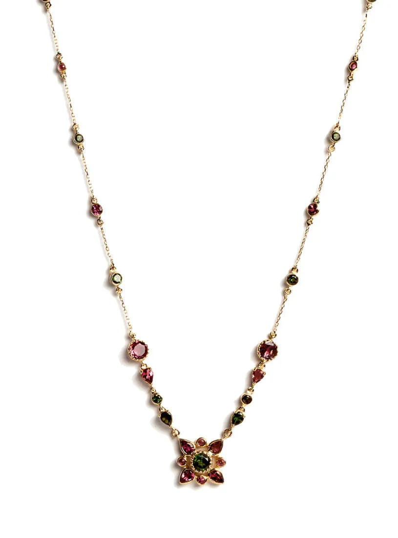 Arabesque Necklace with Multicolored Tourmalines and White Diamonds
