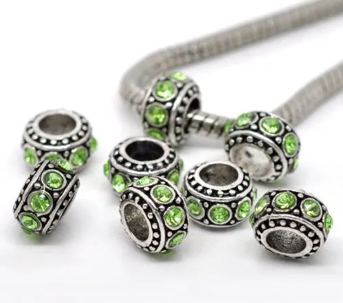 August Birthstone Spacer Bead Charm for european snake chain charm Bracelet
