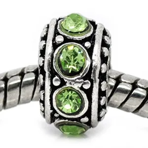 August Birthstone Spacer Bead Charm for european snake chain charm Bracelet