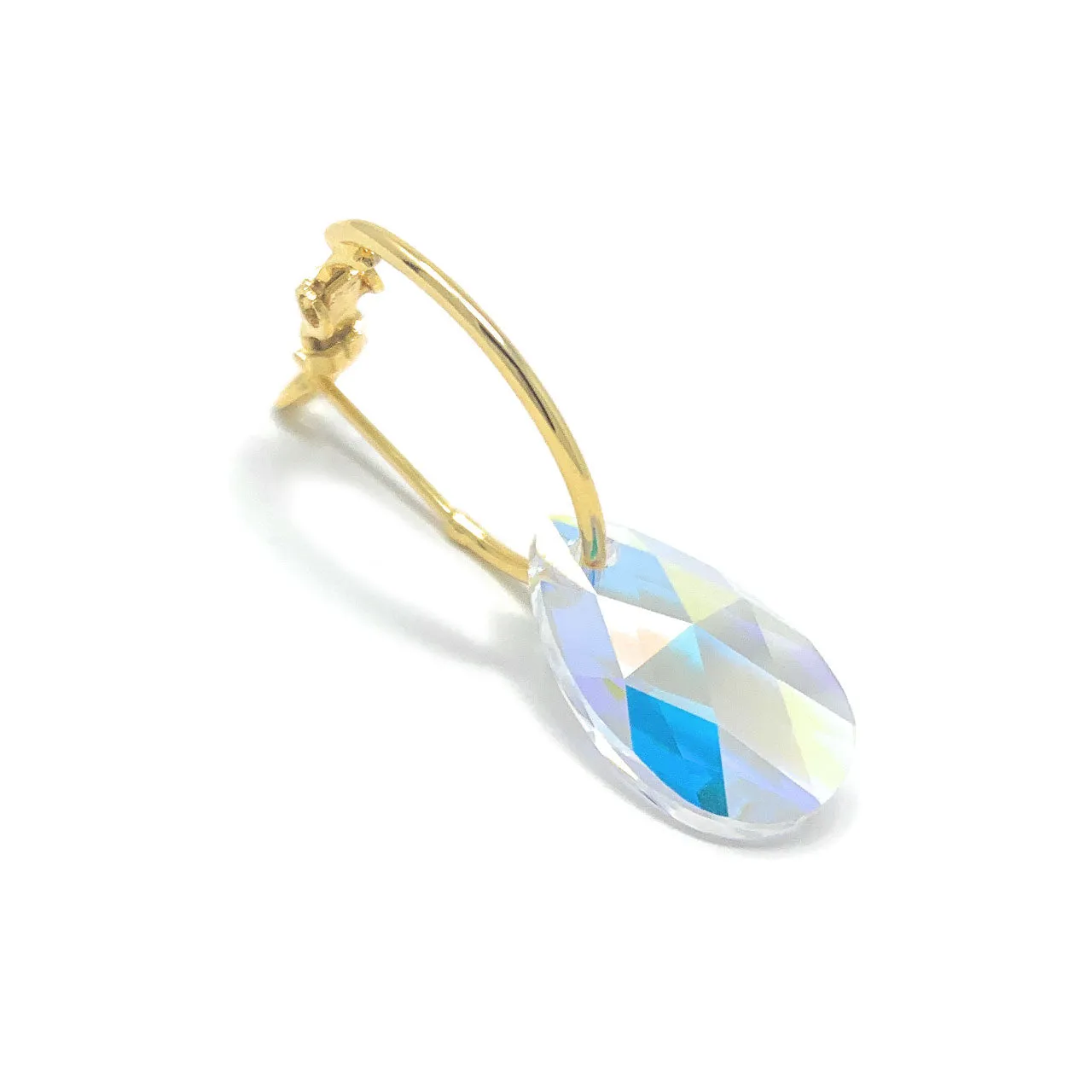 Aurora Small Drop Earrings with Clear Multicolor Aurore Boreale Pear Crystals from Swarovski Gold Plated