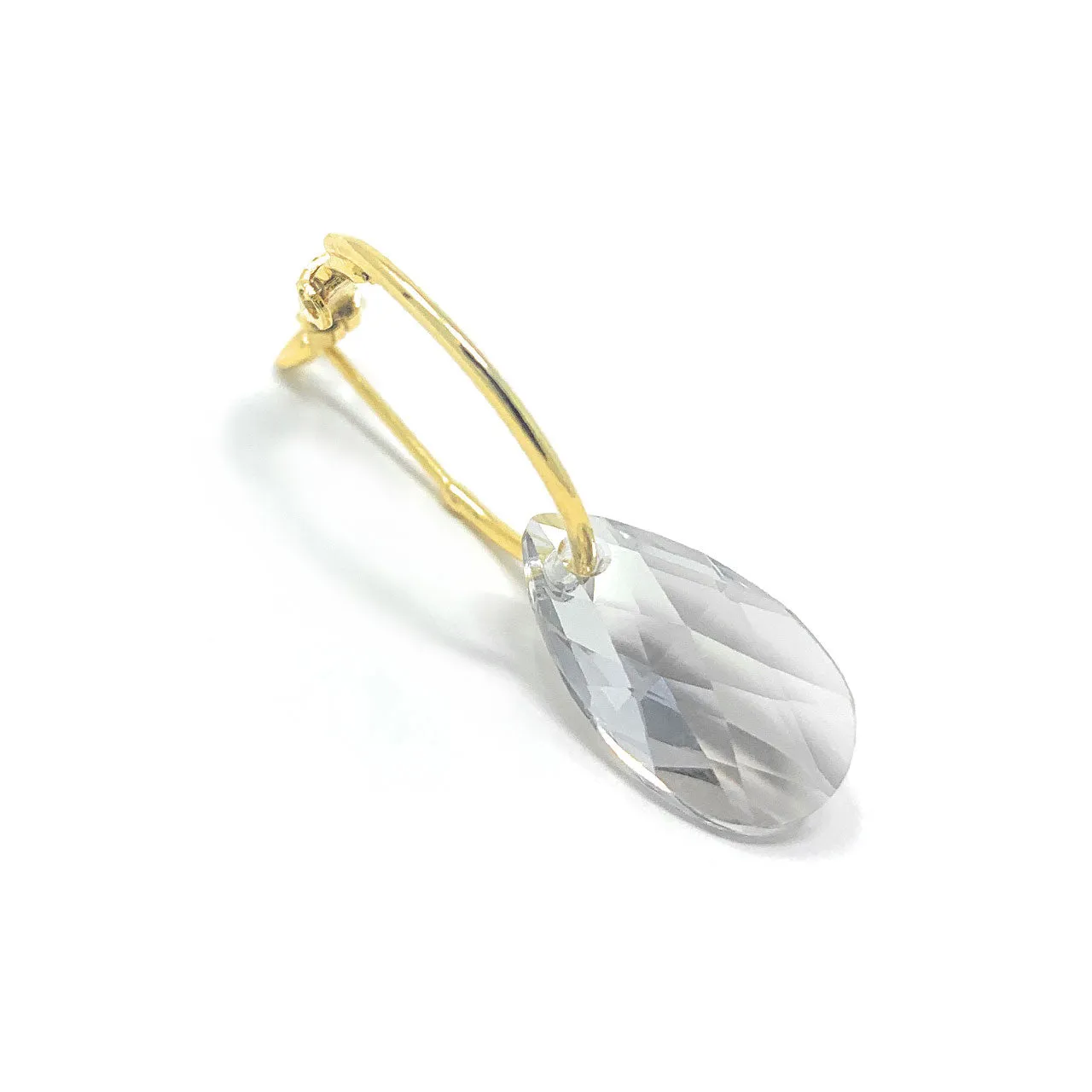 Aurora Small Drop Earrings with Grey Silver Shade Pear Crystals from Swarovski Gold Plated