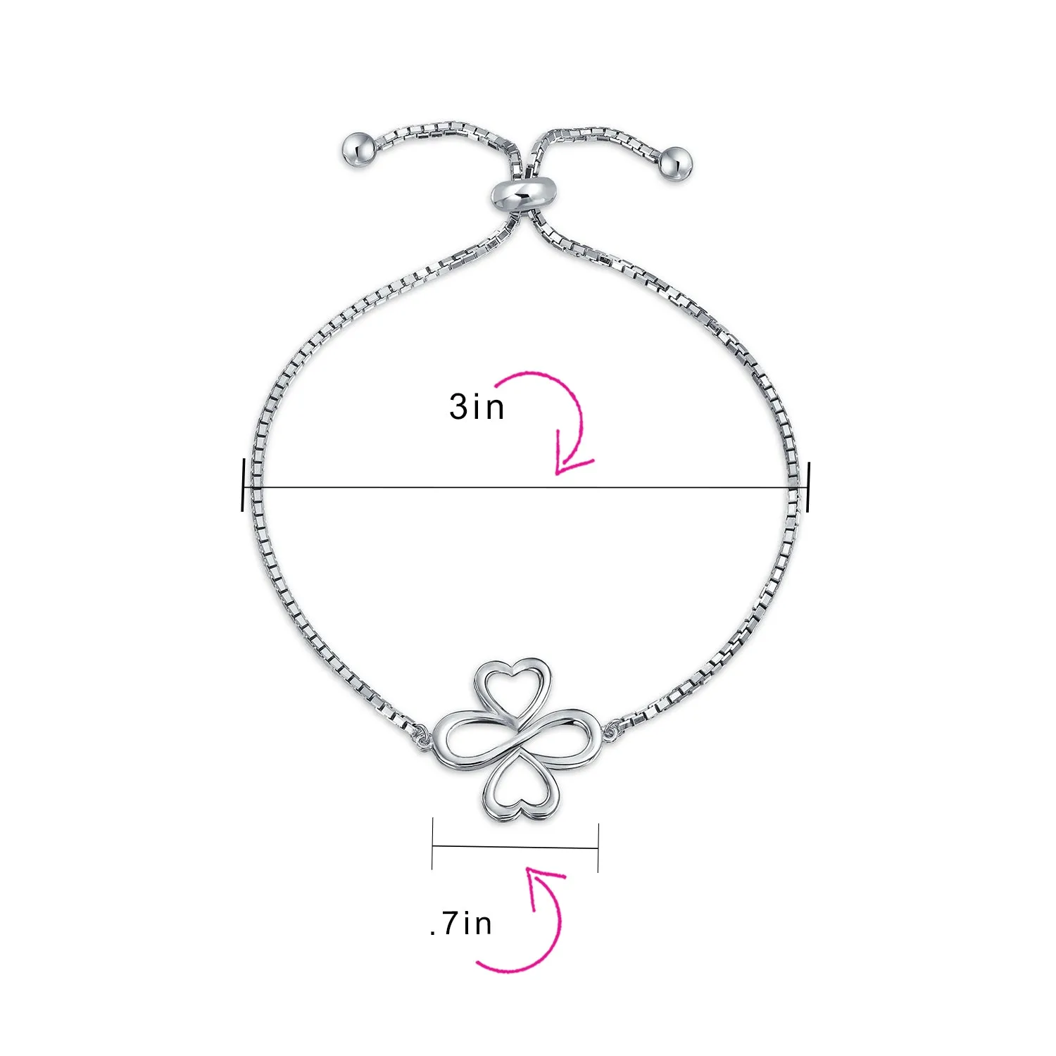 Ayllu Heart Infinity Clover Love Luck Unity Bolo Bracelet Sterling