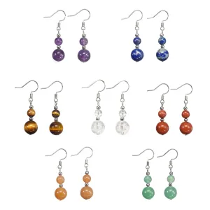 Ayriwoyi Beaded Stone Earrings Dangle Earrings for Women Healing Crystal Earrings Colorful Chakra Earrings Drop Earrings Lightweight Gemstone Earrings