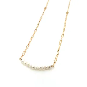 baby pearl bar duo-chain necklace