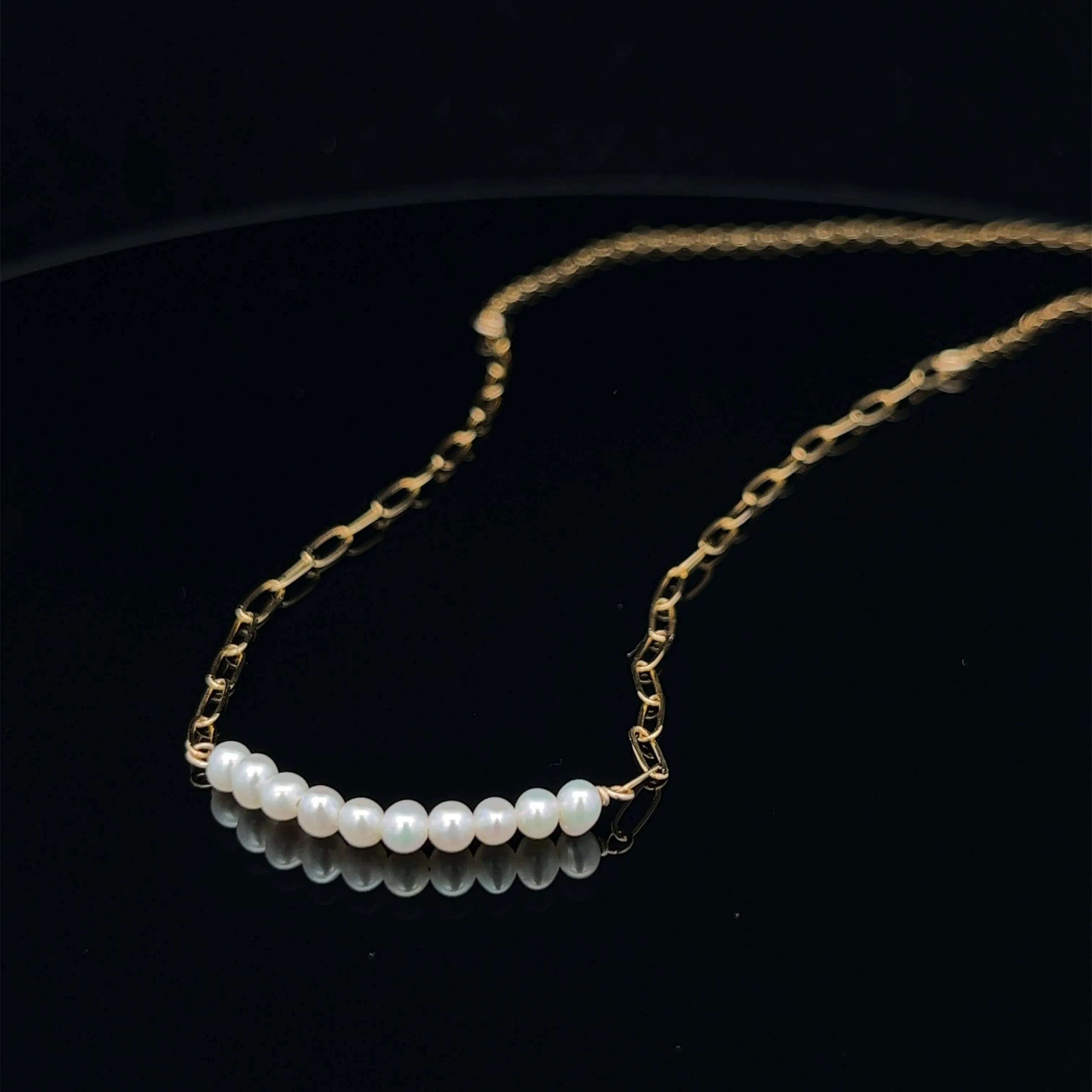 baby pearl bar duo-chain necklace
