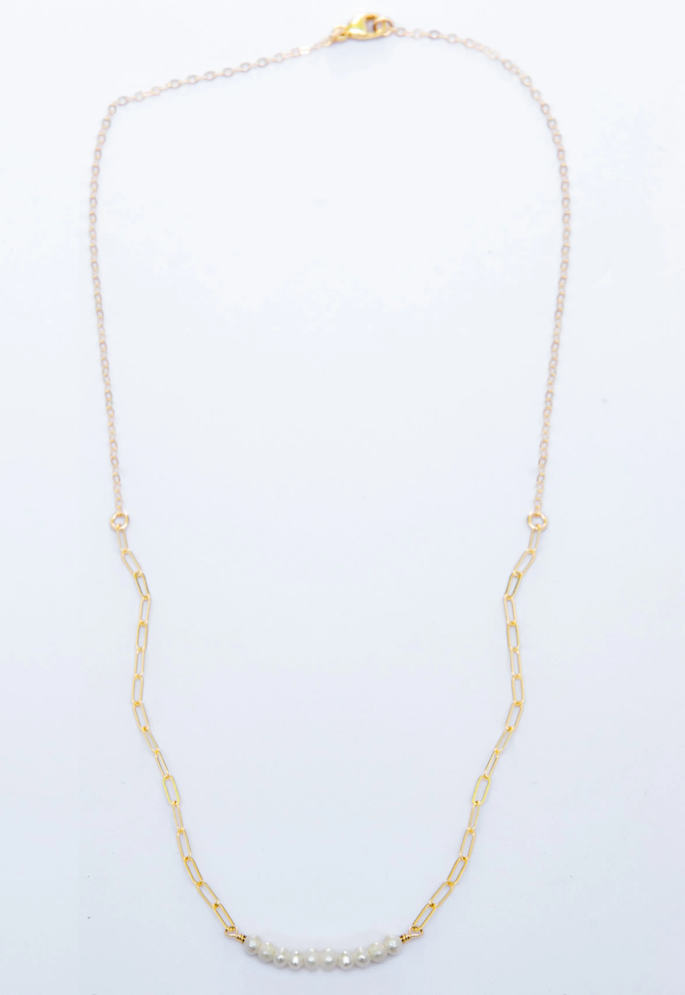 baby pearl bar duo-chain necklace