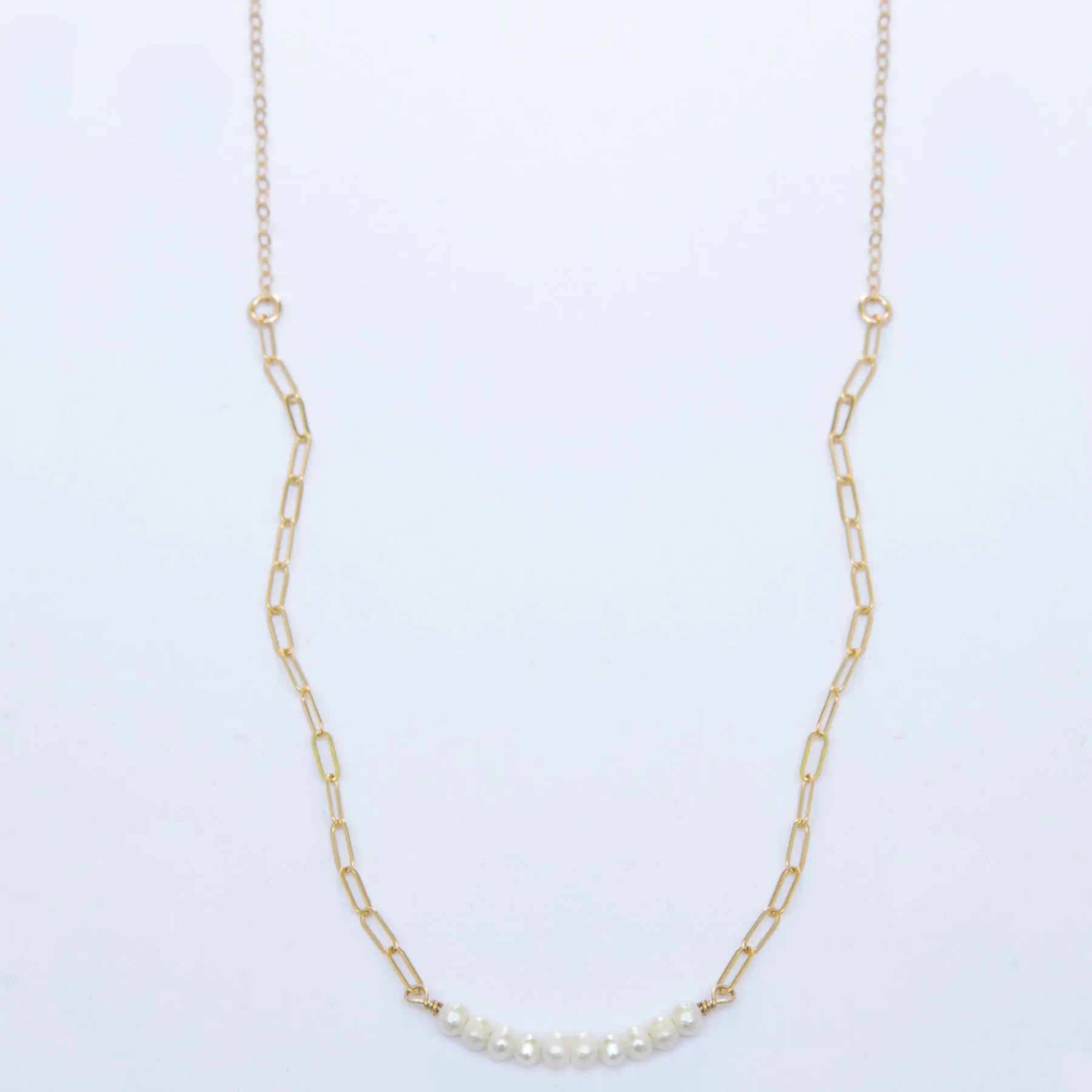 baby pearl bar duo-chain necklace