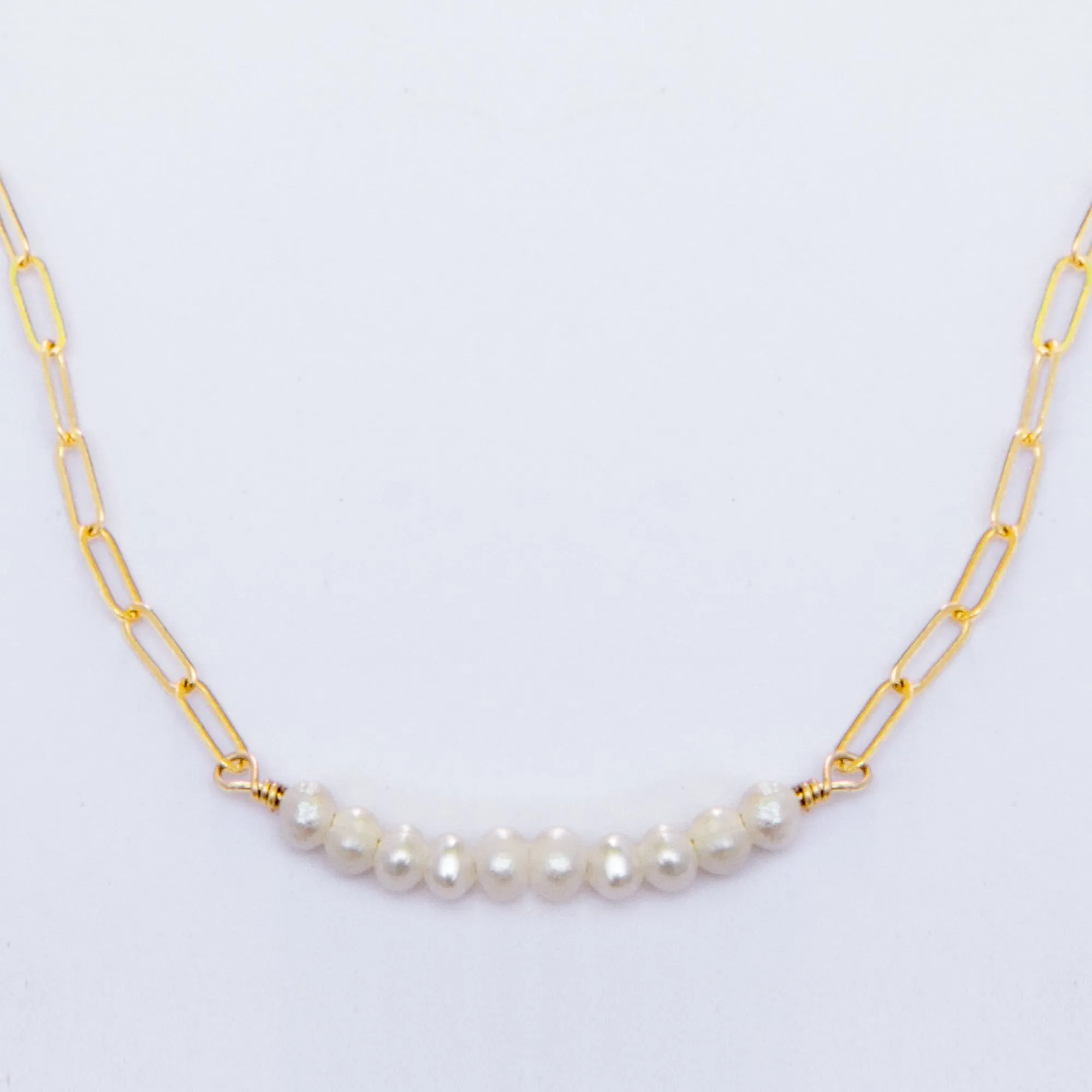 baby pearl bar duo-chain necklace