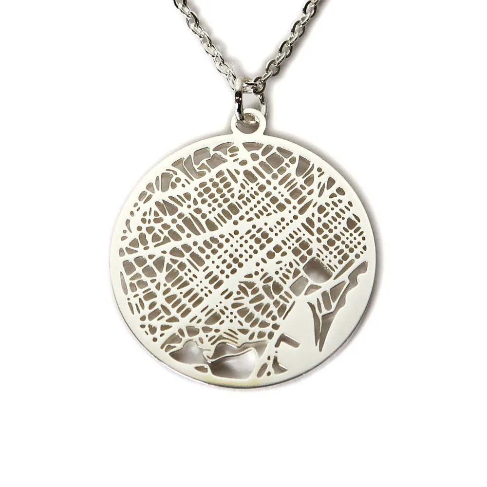 Barcelona Silver - City Map Necklace