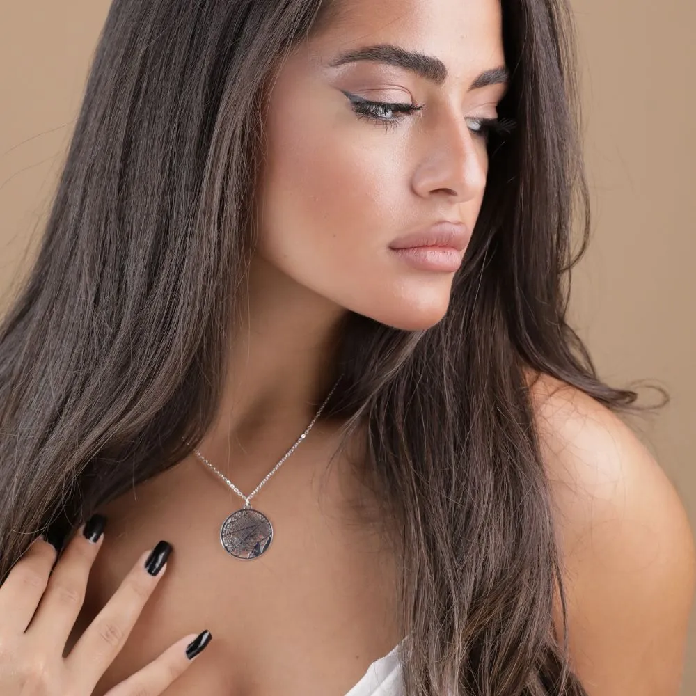 Barcelona Silver - City Map Necklace