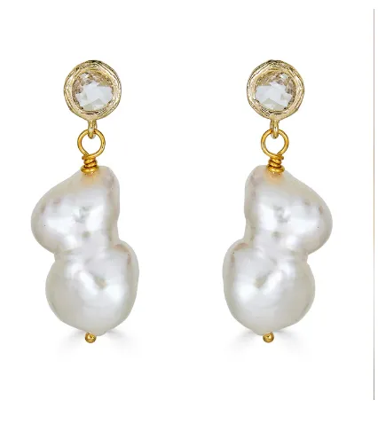 Baroque Pearl Crystal Post Earring 801