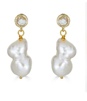 Baroque Pearl Crystal Post Earring 801