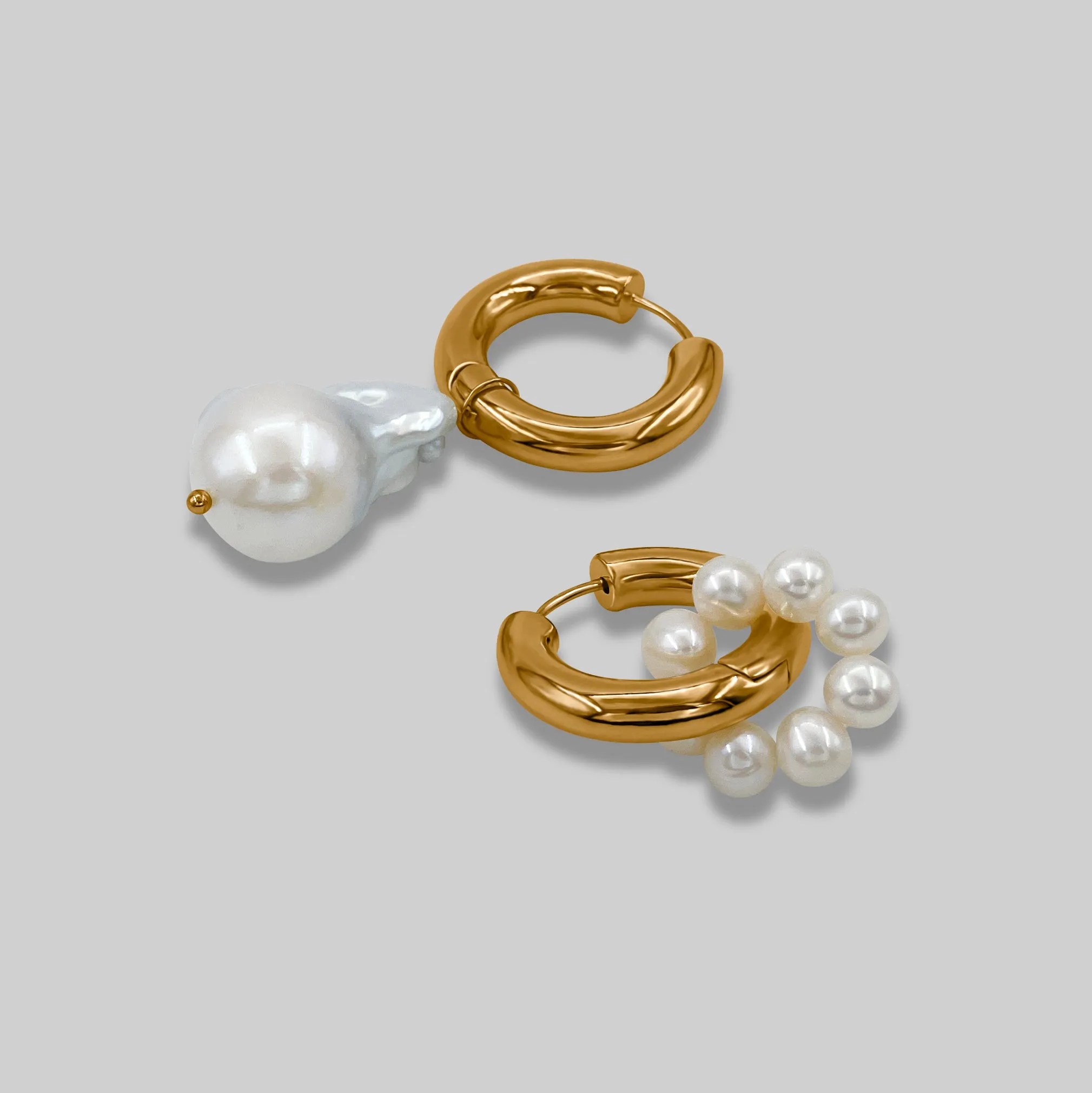 Baroque Pearl Ring Earrings