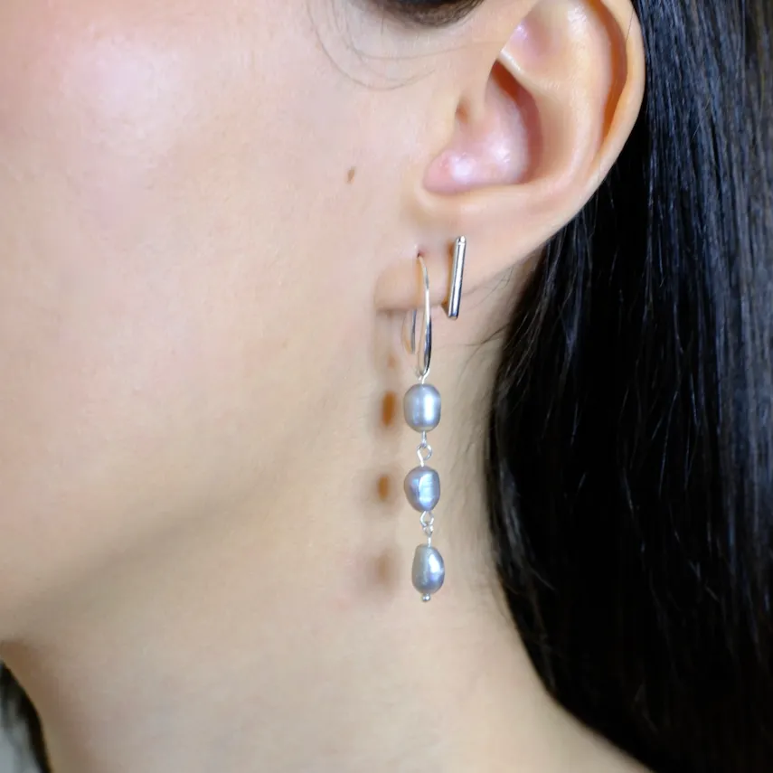 Baroque Silver Drop Earring