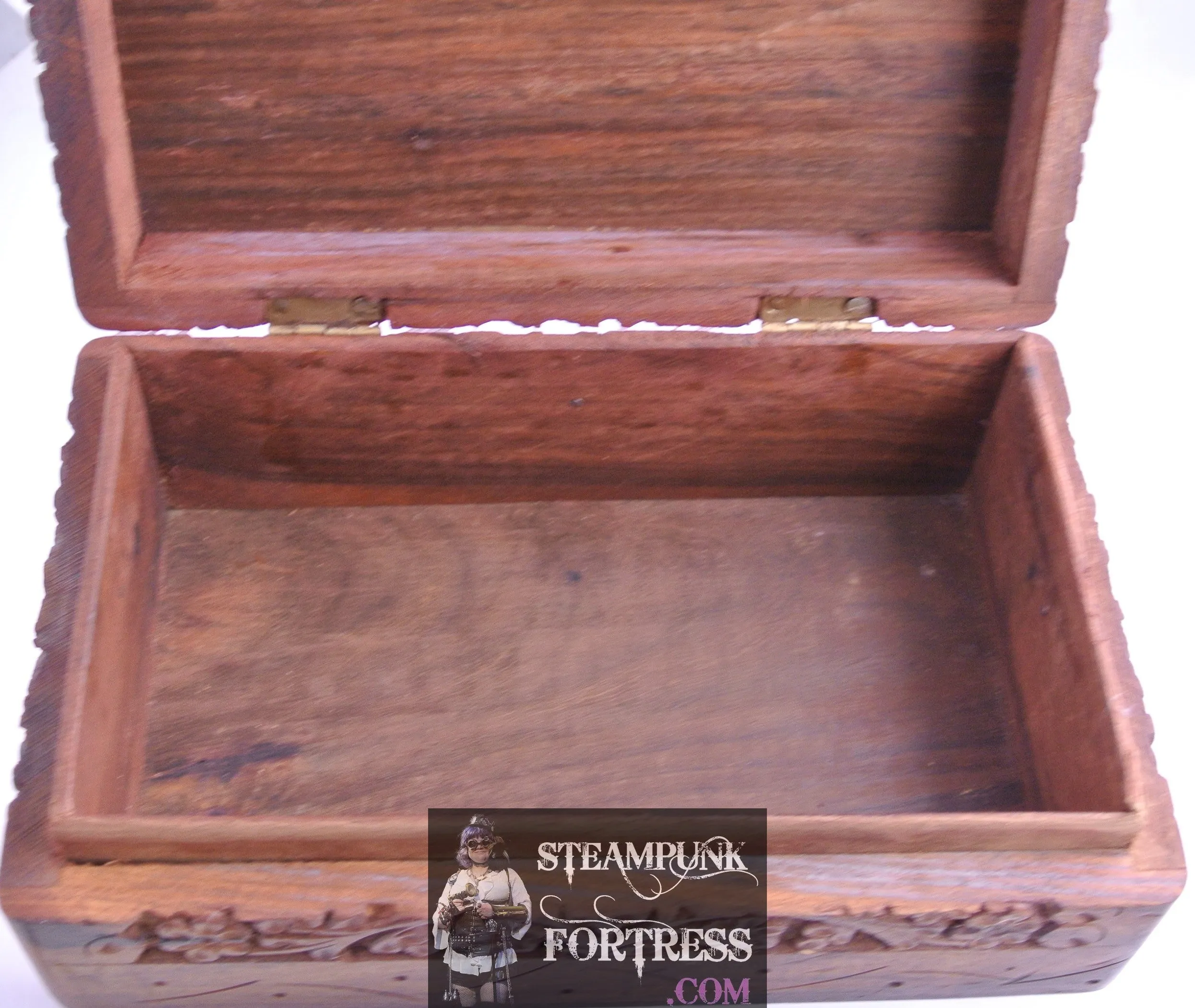 BEAUTIFUL ENGRAVED WOOD BOX FLOWERS FLORAL KEEPSAKE TRINKET JEWELRY LARGE