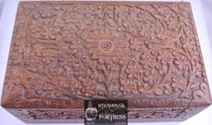 BEAUTIFUL ENGRAVED WOOD BOX FLOWERS FLORAL KEEPSAKE TRINKET JEWELRY LARGE