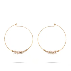 Big Herkimer Encrusted Gold Hoop Earring